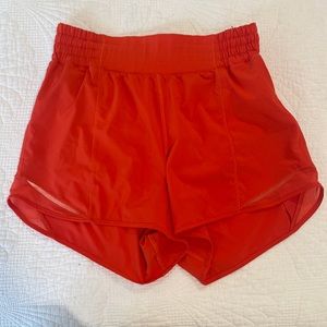 LULULEMON "Carnation Red" High Rise 4in Hotty Hot Shorts!❤️❤️